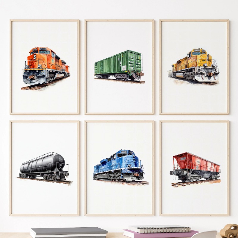 Watercolor Retro Steam Train R - đánh giá và giá Interior Design Sketch