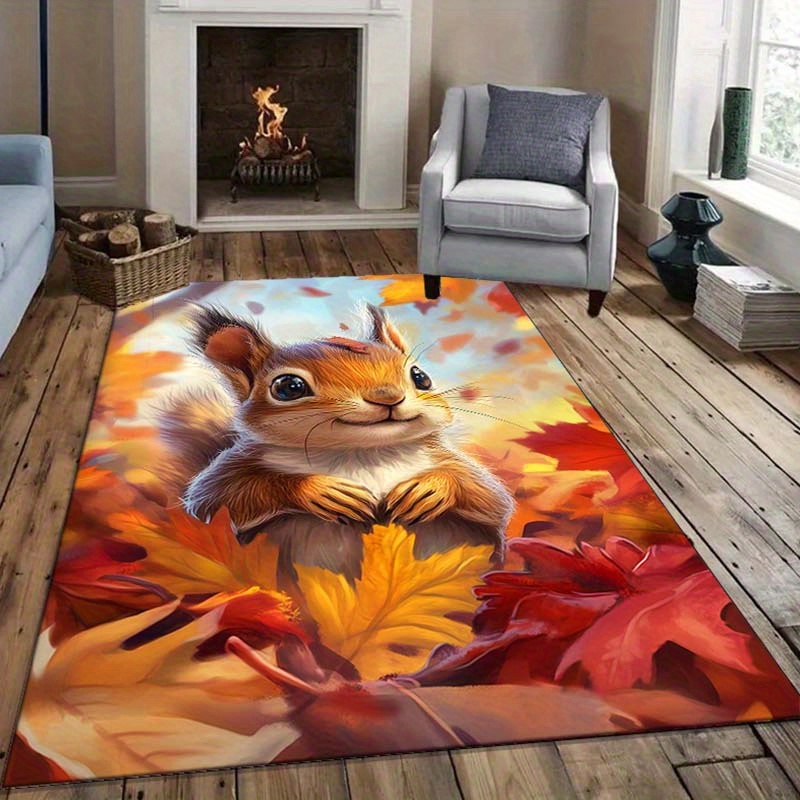 Autumn Squirrel Rug for Cozy L - đánh giá và giá Interior Design Living Room Ideas