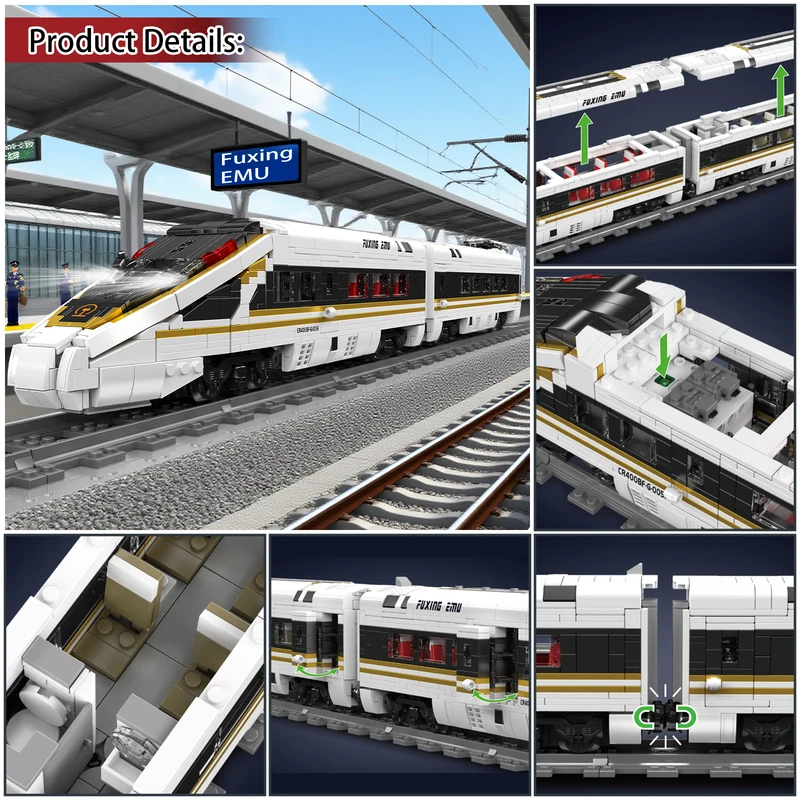 12015 High-Speed Railway Train - đánh giá và giá Interior Design Lego