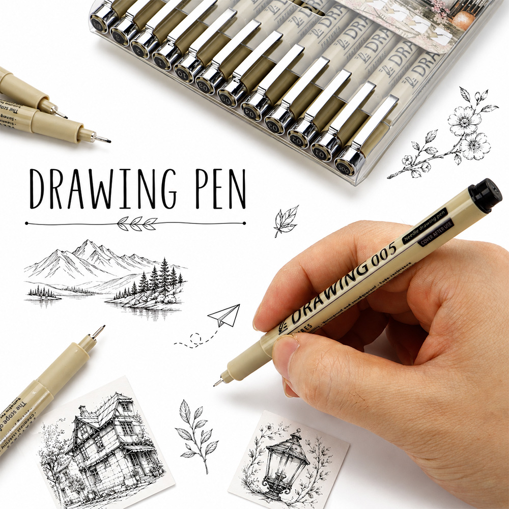 12 Size Fine Line Micron Pens  - đánh giá và giá Interior Design Sketch
